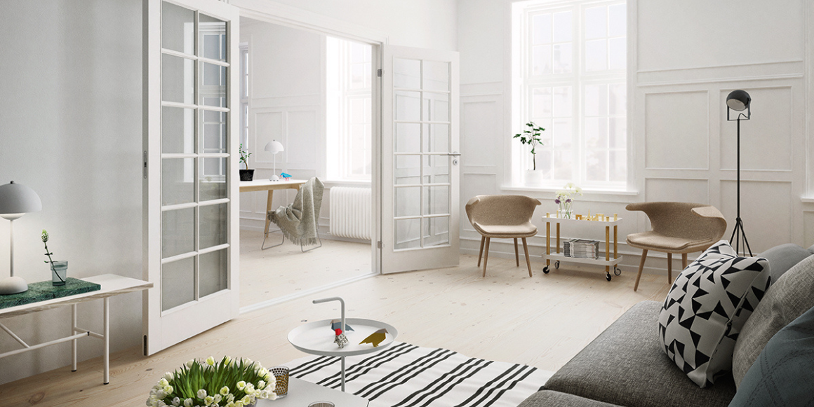 stue med doble innvendige dører