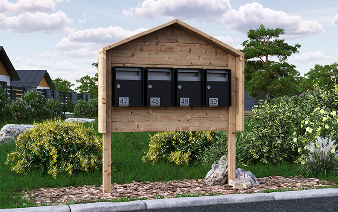 Postkassestativ, 4  Postkassestativ til 4 postkasser