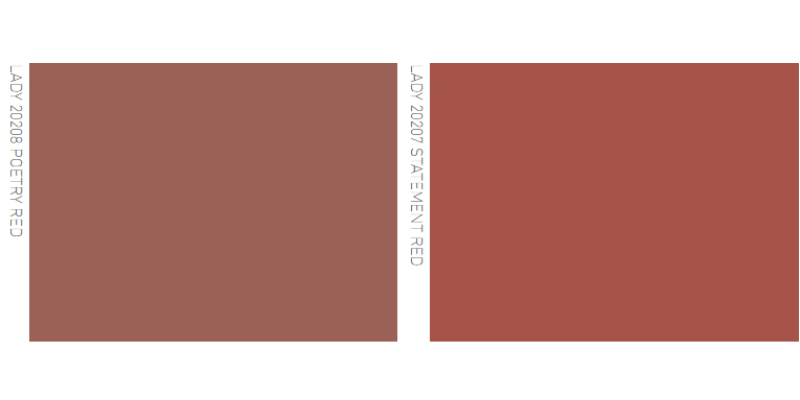 T.v.: Lady 20208 POETRY RED. T.h.: Lady 20207 STATEMENT RED