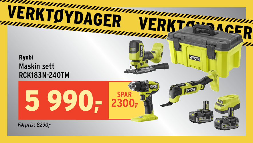 Verktøysett fra Ryobi til knallpris