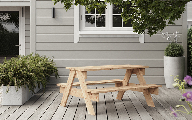 Piknikbenk Bygg en piknikbenk, helt selv! Montér viser deg hvordan.