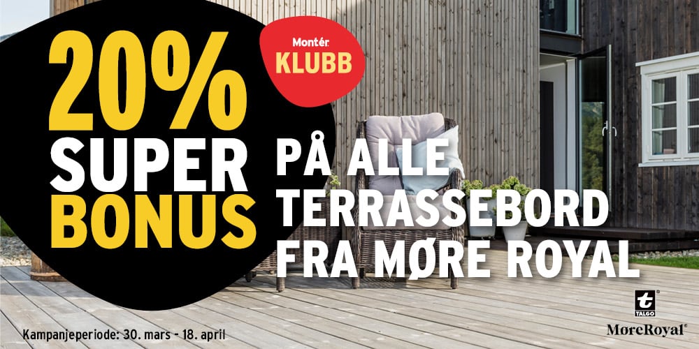 20% superbonus på terrassebord fra MøreRoyal