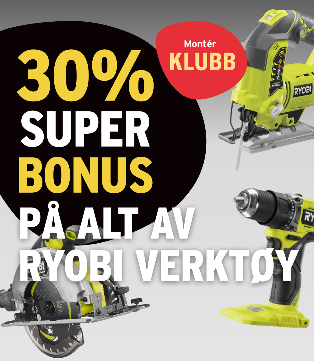 30% superbonus på alt av verktøy fra RYOBI