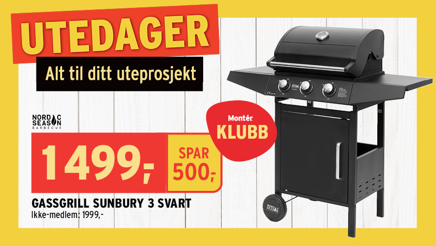 Gassgrill Sunbury 3 svart fra Nordic Season