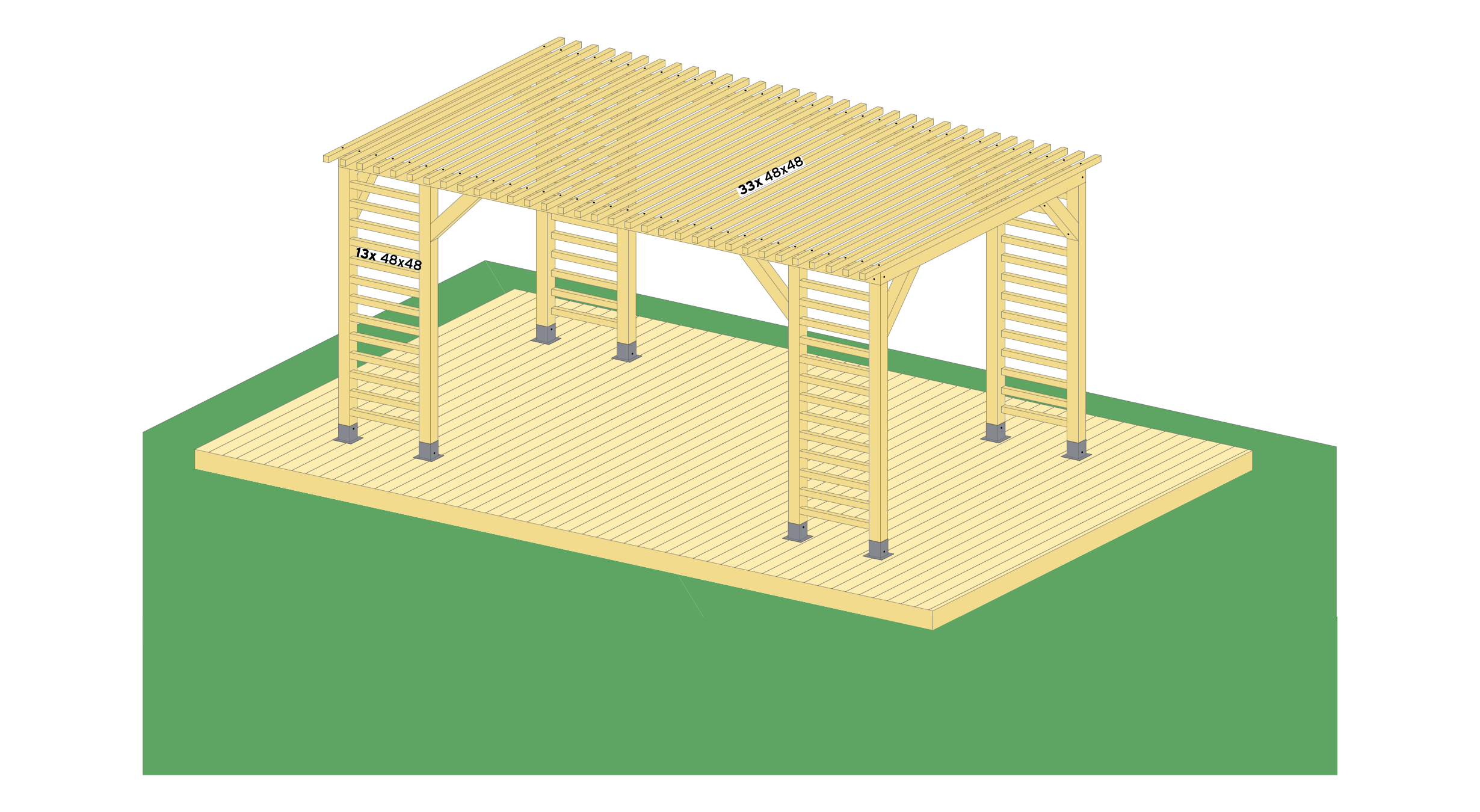 4. Skru på skråstag med treskrue 6,0x140mm for å stabilisere konstruksjonen.