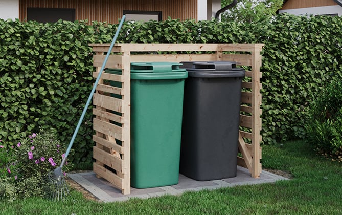 Åpent søppelskur Sett opp et åpent søppelskur helt selv! Montér viser deg hvordan.