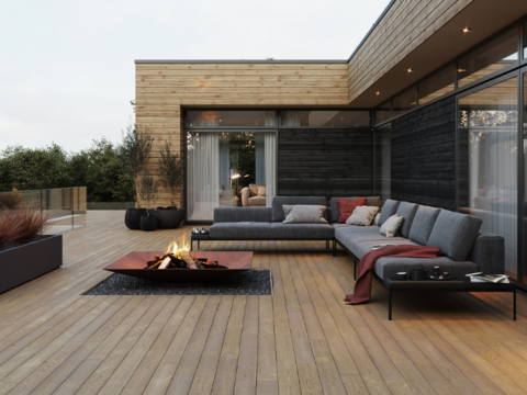 terrasse med ildsted
