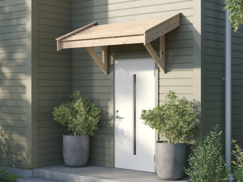 Steg 8 Sett opp et halvtak over inngangen din, helt selv! Montér viser deg hvordan.