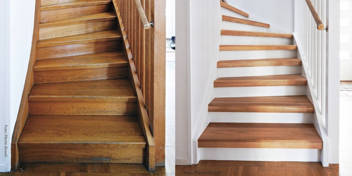 Denne trappen har fått seg en oppgradering. Dette er hva en trappefornyer kan gjøre med trappen din. Foto: Martin Ekwall