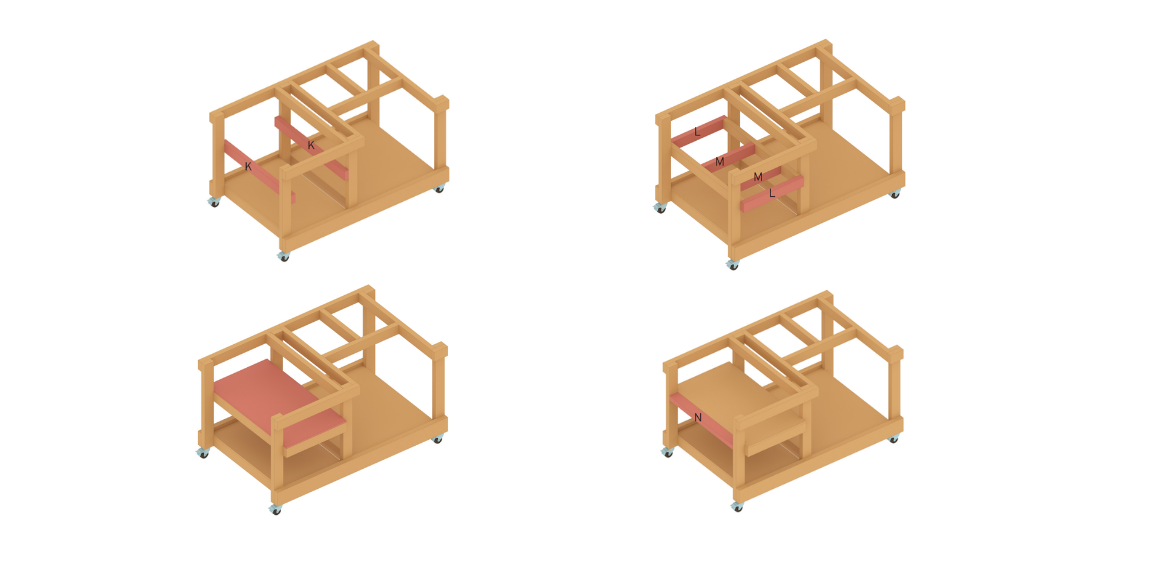 6. Bygg en plattform for bordsagen tilpasset høyden og størrelsen på ditt verktøy, 6 her basert på DeWalt DWE7492 bordsag. Følg stegene på bildene.