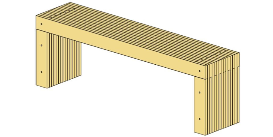 5. Puss over ujevne eller flisete kanter med sandpapir. Nå er benken klar for overflatebehandling. Dersom du har valgt cu-impregnert materiale, må du male/beise etter en sesong. Farge velger du etter eget ønske.