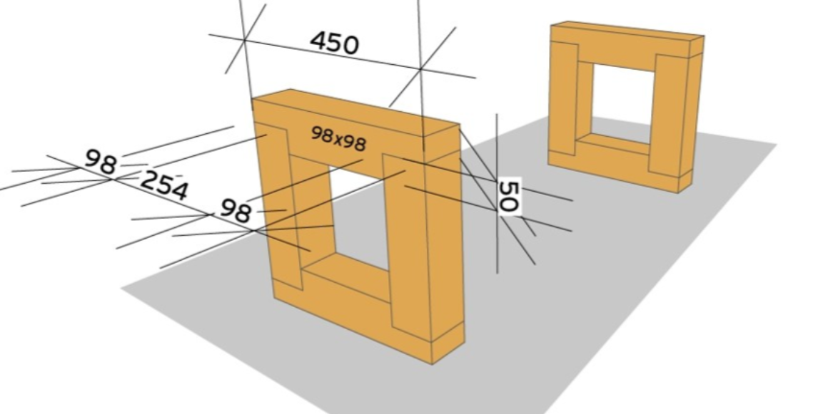 3. Gjenta trinn 1, men i motsatt ende som illustrasjonen viser. Lim og skru fast fra oversiden.