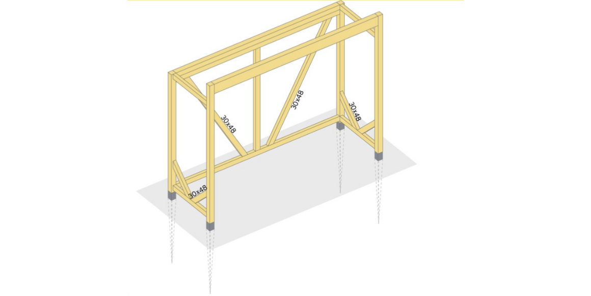 Skru på skråsverter for å få en stabil konstruksjon.