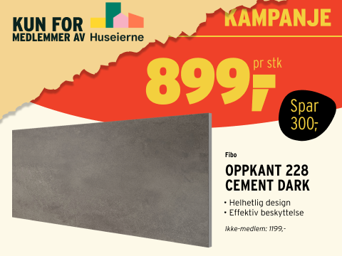Medlemstilbud på benkeplate som medlem av Huseierne, kun hos montér