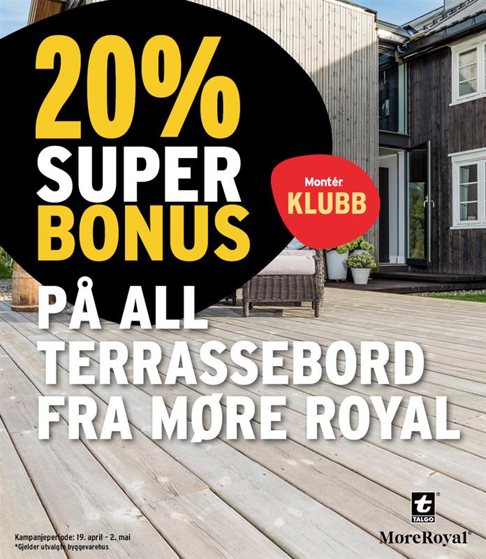 20% bonus på terrassebord fra Møre Royal 