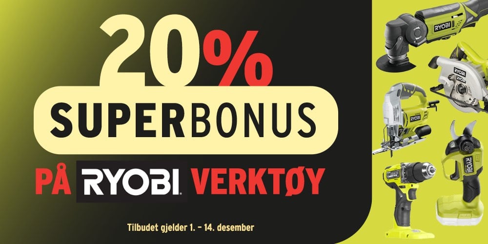 Bonuskampanje på Ryobi verktøy hos Montér