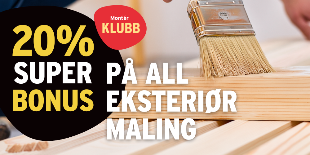 20% superbonus på all eksteriørmaling hos Montér for Kundeklubb-medlemmer