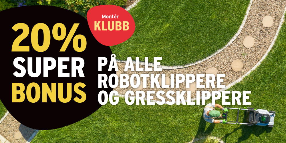 20% bonus på alle robotgressklippere og gressklippere hos Montér