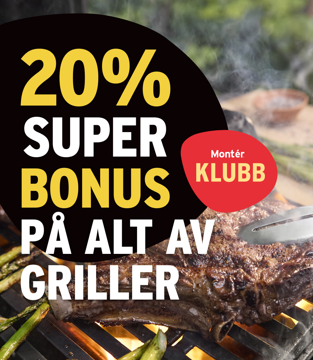 20% superbonus på alle griller hos Montér
