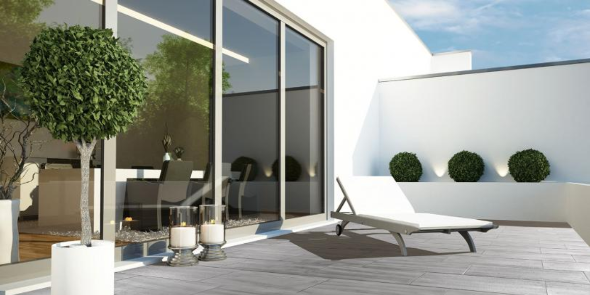 Helle Premium fra Aaltvedt på en moderne terrasse