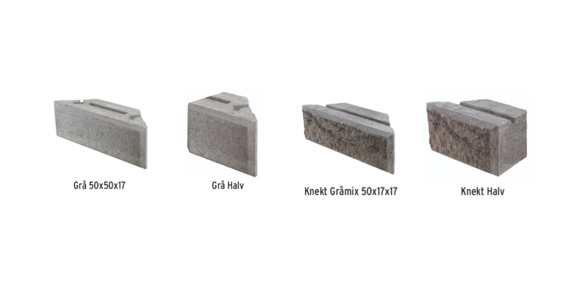 Kombimur støttemur fra Aaltvedt i fire ulike varianter
