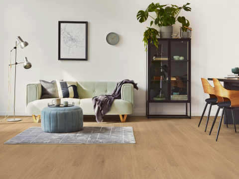 Gulv fra Opus Eco, lagt i stue med nordisk stil