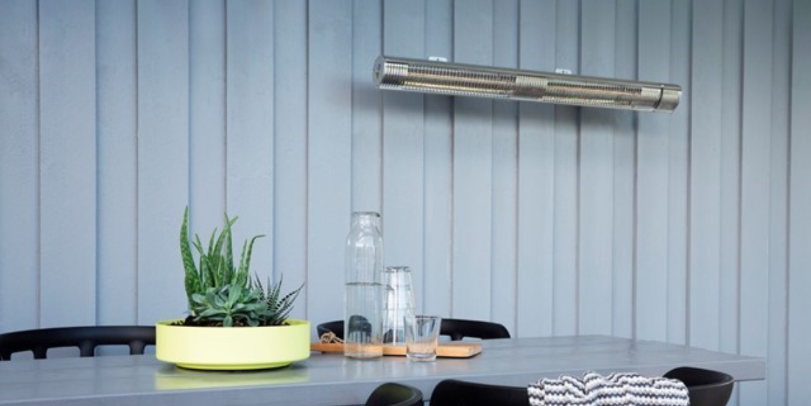 En terrassevarmer gjør det lunere og varmere på uteplassen.