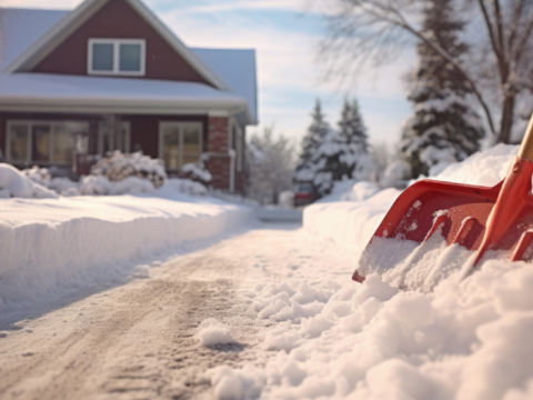 hus med store snømengder rundt som har behov for å bli måkt for snø hus med store snømengder rundt som har behov for å bli måkt for snø