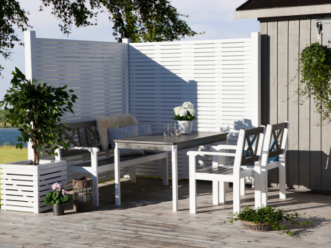 Skjermet uteplass med levegger Skjermet uteplass med levegger